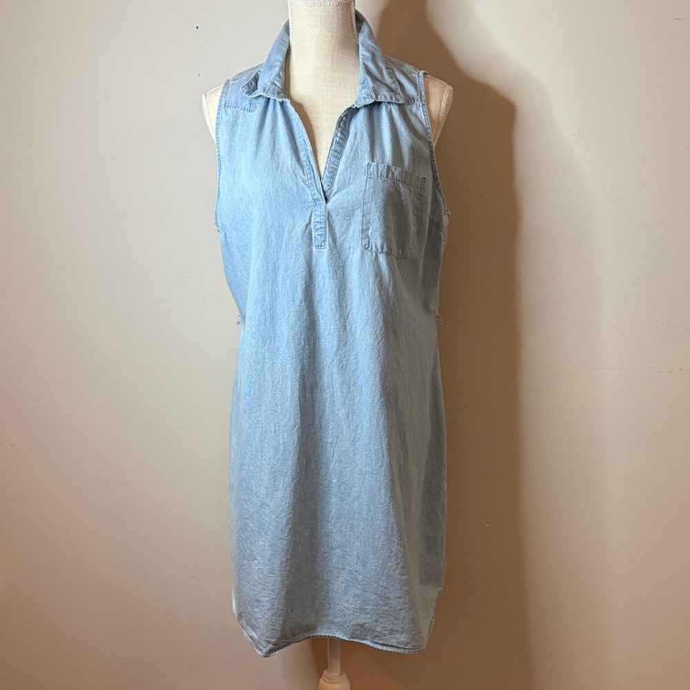 Faded Glory Light Blue Sleeveless Denim Shirt Dress